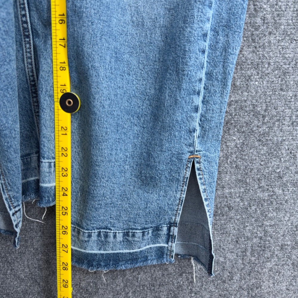 Gap 90s Loose Mid Rise Women 30/10P Cotton Blue Jeans Distressed Slit Hem - Picture 9 of 9